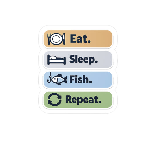 Fishing Sticker Eat. Sleep. Fish. Repeat. Waterproof Vinyl Decals for Laptop Water Bottle Angling Lake Boating Lovers