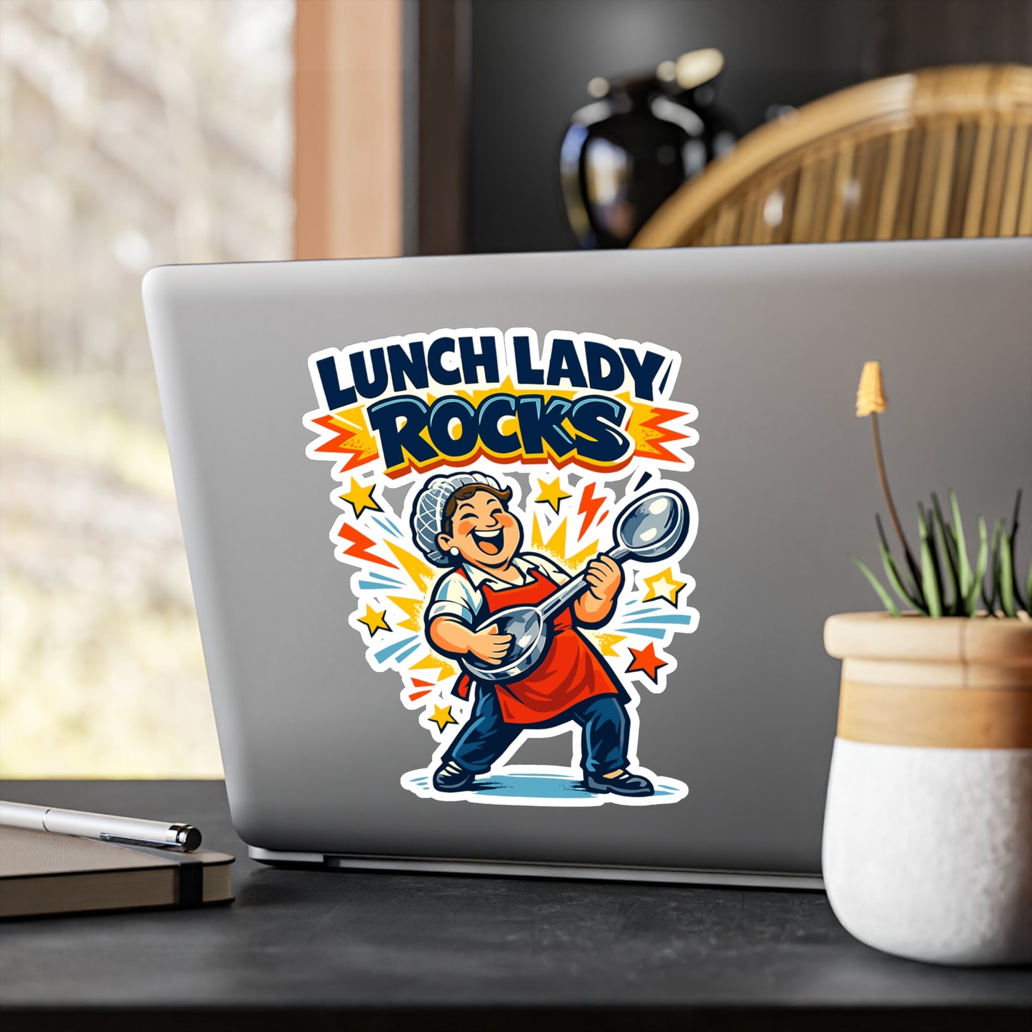 Lunch Lady Sticker Lunch Lady Rocks Cute School Canteen Vinyl Waterproof Decals for Laptop Water Bottle