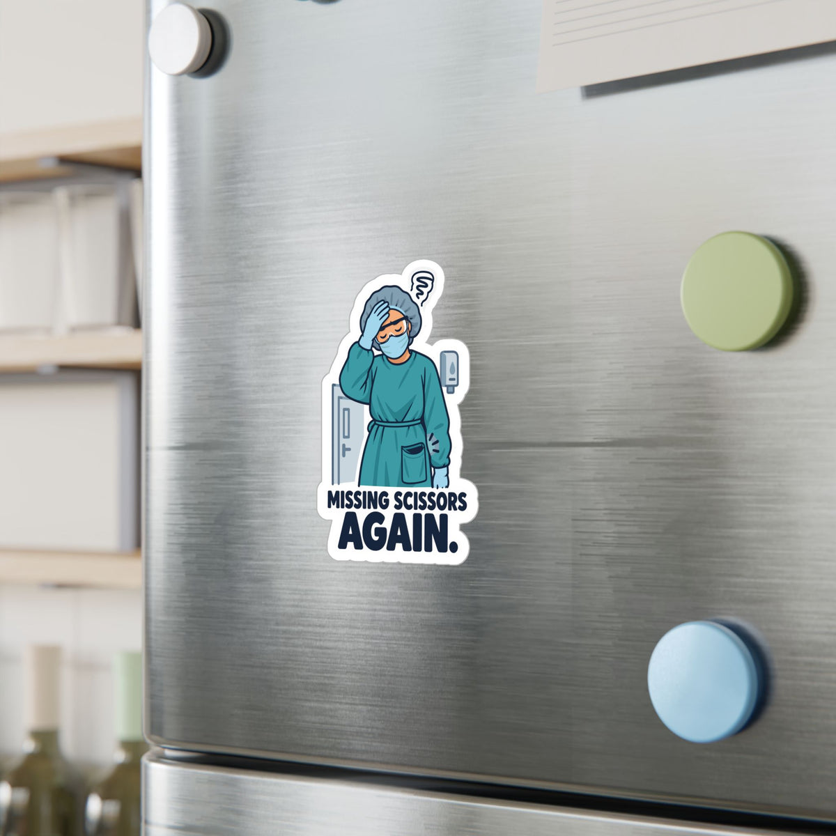 Nurse Sticker – Missing Scissors Again Funny Nursing Student Vinyl Decals for Laptop and Water Bottle