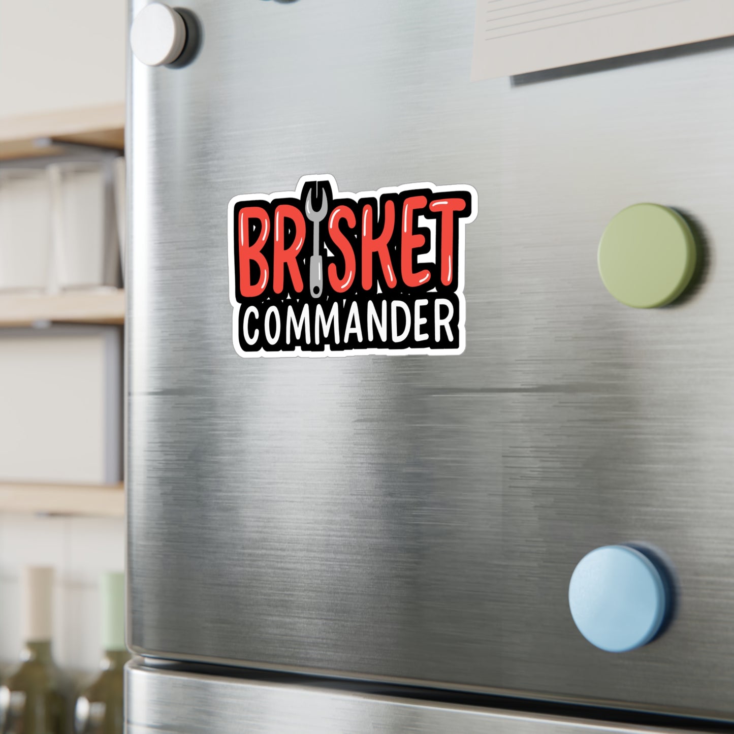 Brisket Commander BBQ Grillmaster - Burritos Sticker for Laptop Sticker. Water Bottle Sticker, Vinyl Mexican Decal - Burritos Gift