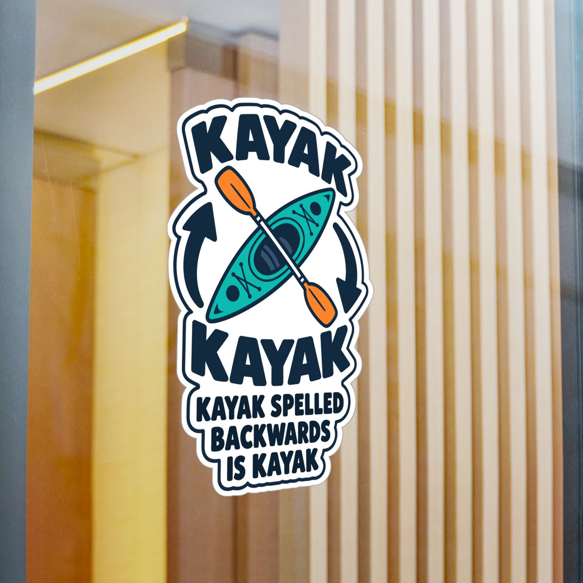Kayak Sticker - Spelled Backwards Is Kayak, Funny Kayaking and Rowing Decals for Any Kayaker, Laptop or Water Bottle