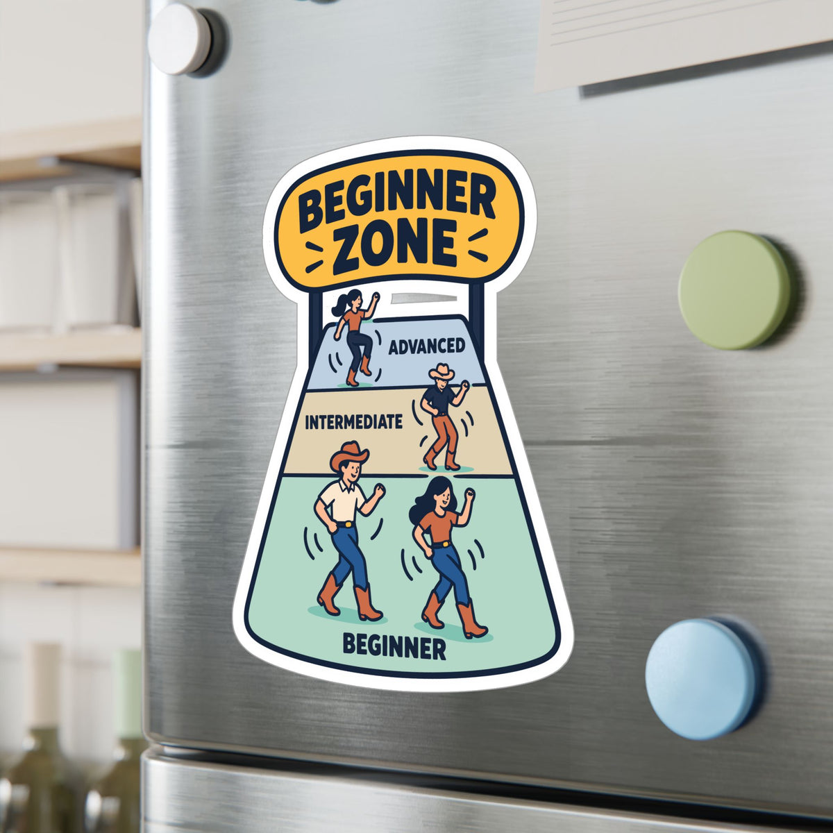 Line Dance Sticker - Beginner Zone Design for Country Dancers, Western Decals for Laptop and Water Bottle