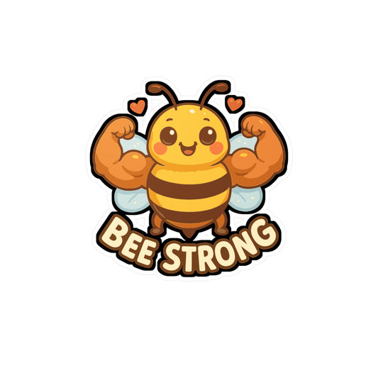 Bee Sticker – “Bee Strong” Motivational Decals for Fitness Enthusiasts, Vinyl Waterproof Muscles Design for Laptop, Water Bottle