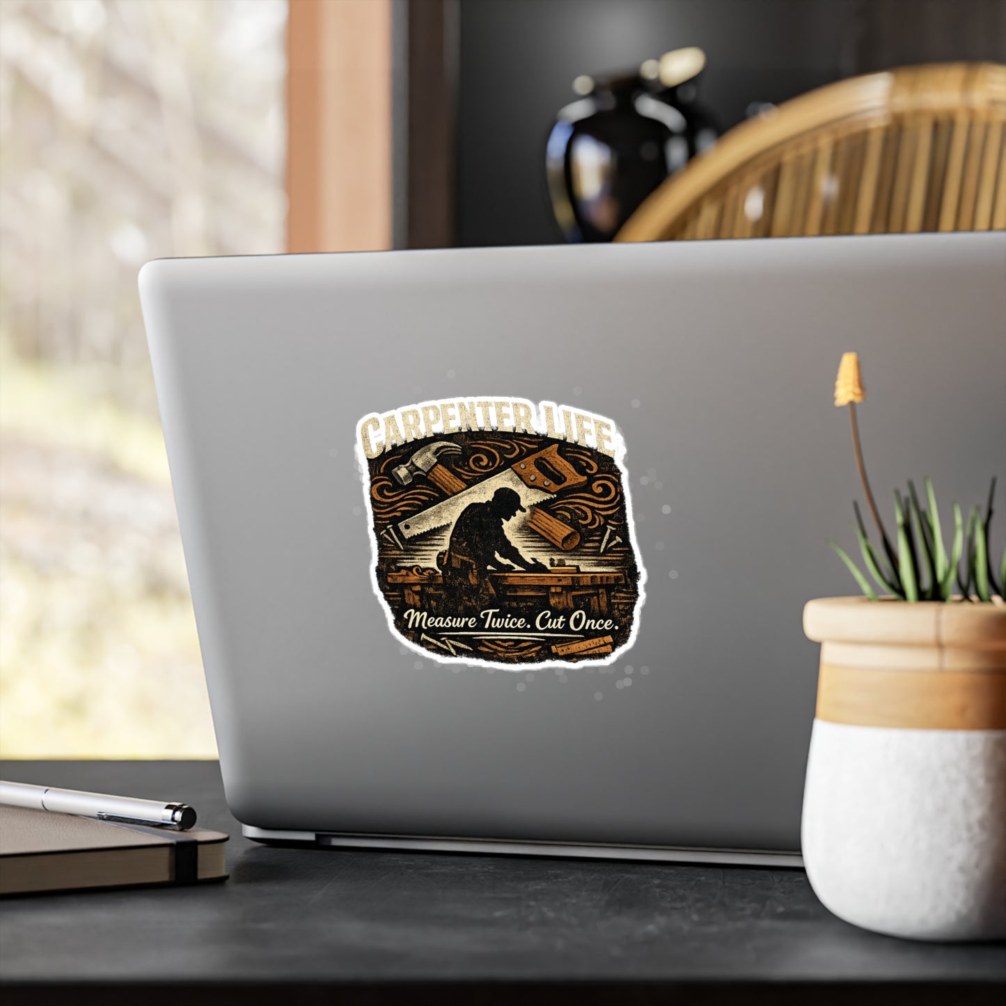 Carpenter Sticker Carpenter Life Woodworker Vinyl Waterproof Decals for Laptop Water Bottle Woodworking Craft Tool Lovers