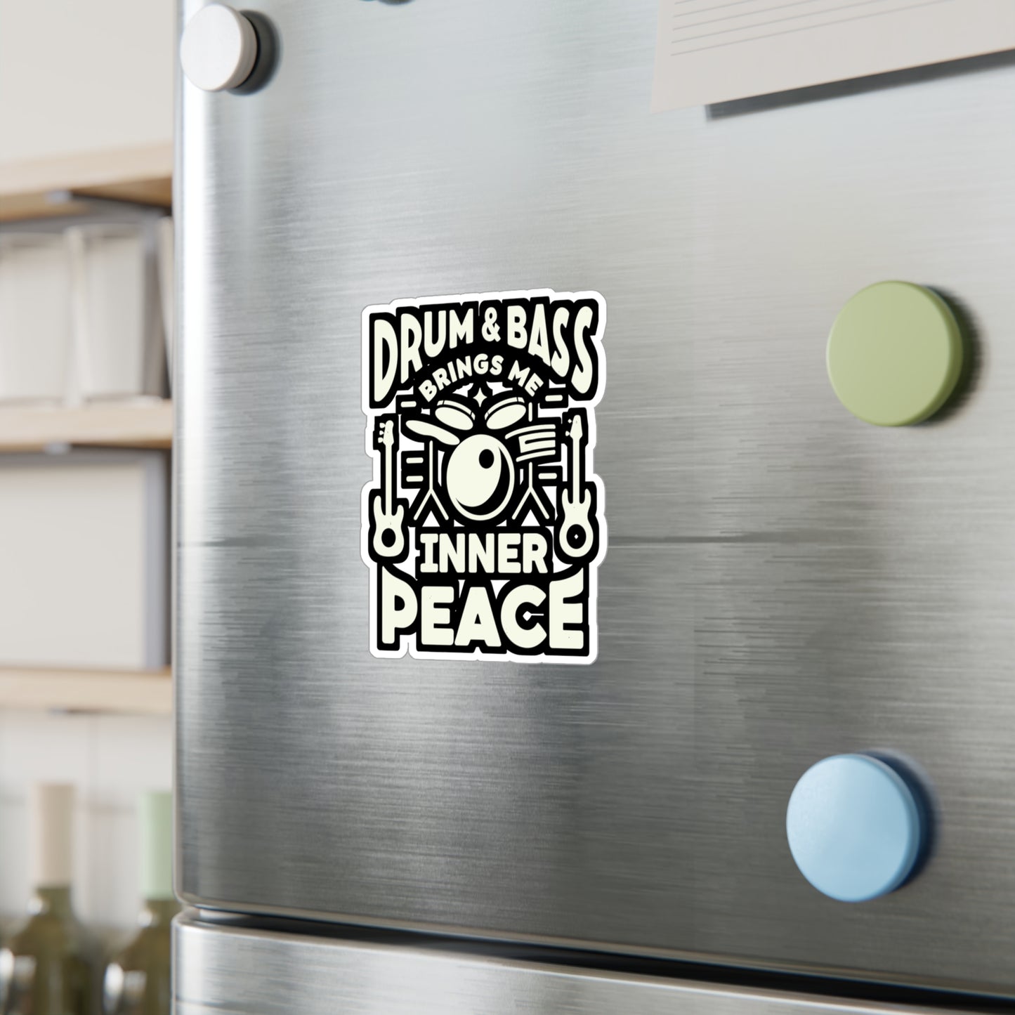 Drum and Bass Brings Me Inner Peace - Audio-engineer Sticker for Laptop Sticker. Water Bottle Sticker, Vinyl Monitor Decal - Audio-engineer Gift