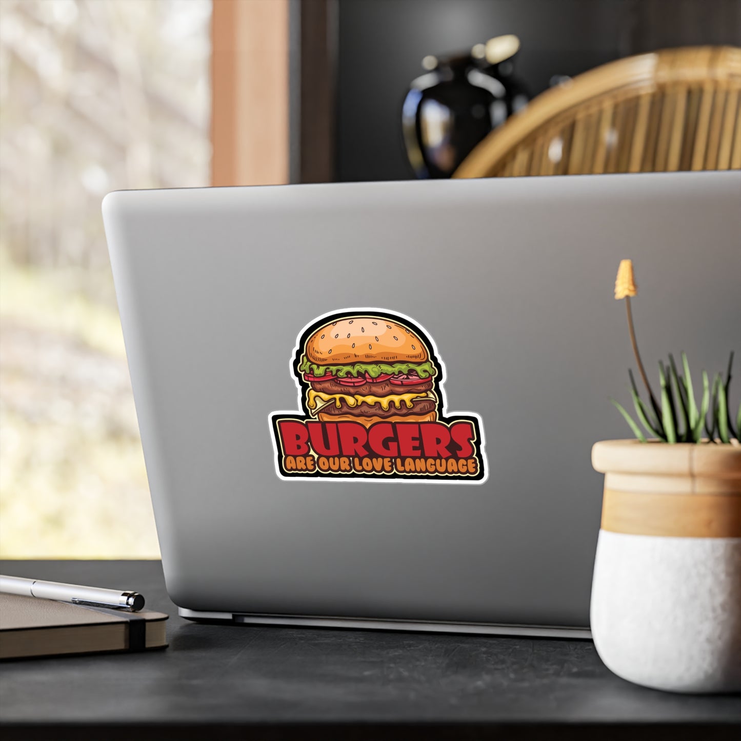 Burgers Are Our Love Language - Fastfood Sticker for Laptop Sticker. Water Bottle Sticker, Vinyl Fast food Decal - Fastfood Gift