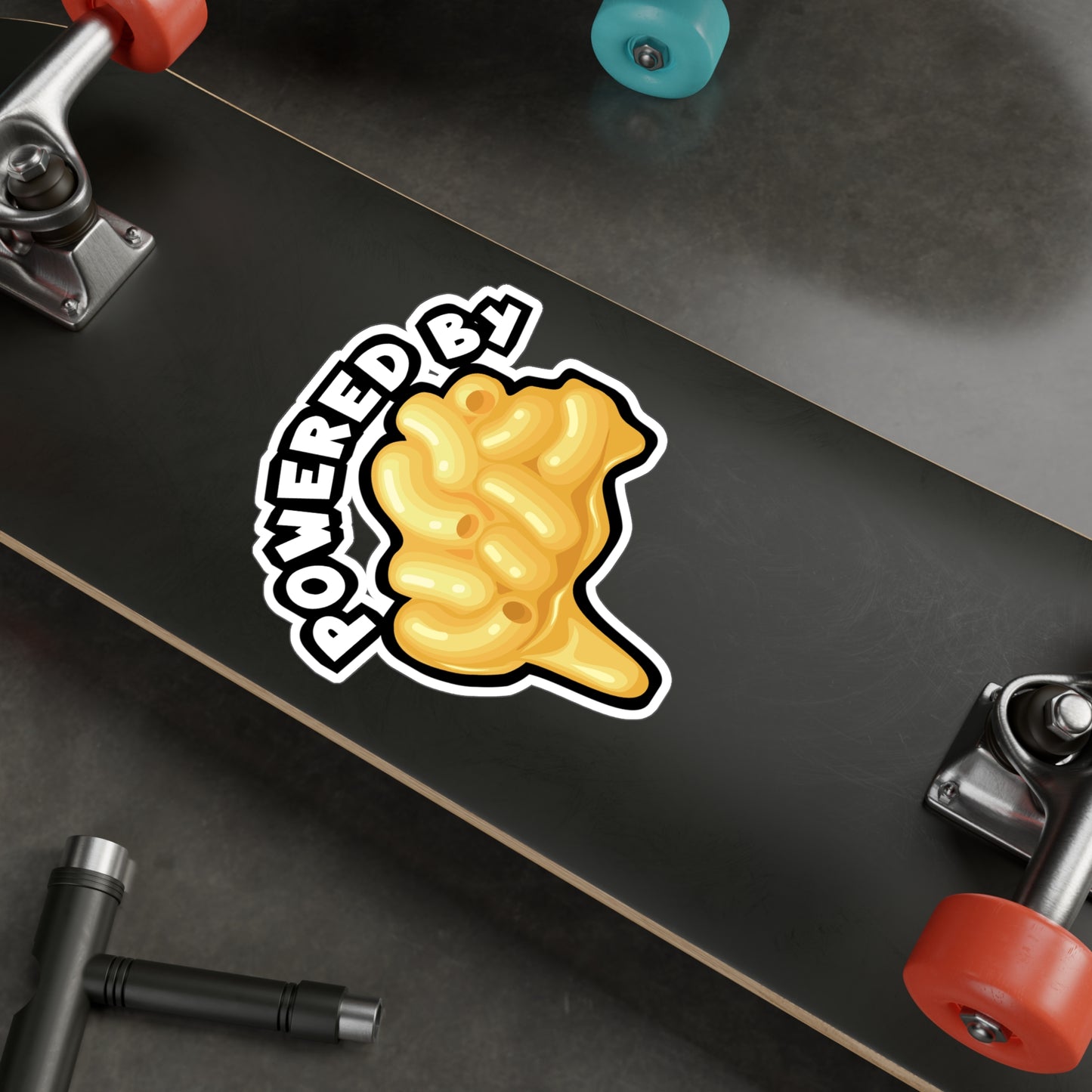 Powered by Mac & Cheese - Macaroni Sticker for Laptop Sticker. Water Bottle Sticker, Vinyl Mac Decal - Macaroni Gift