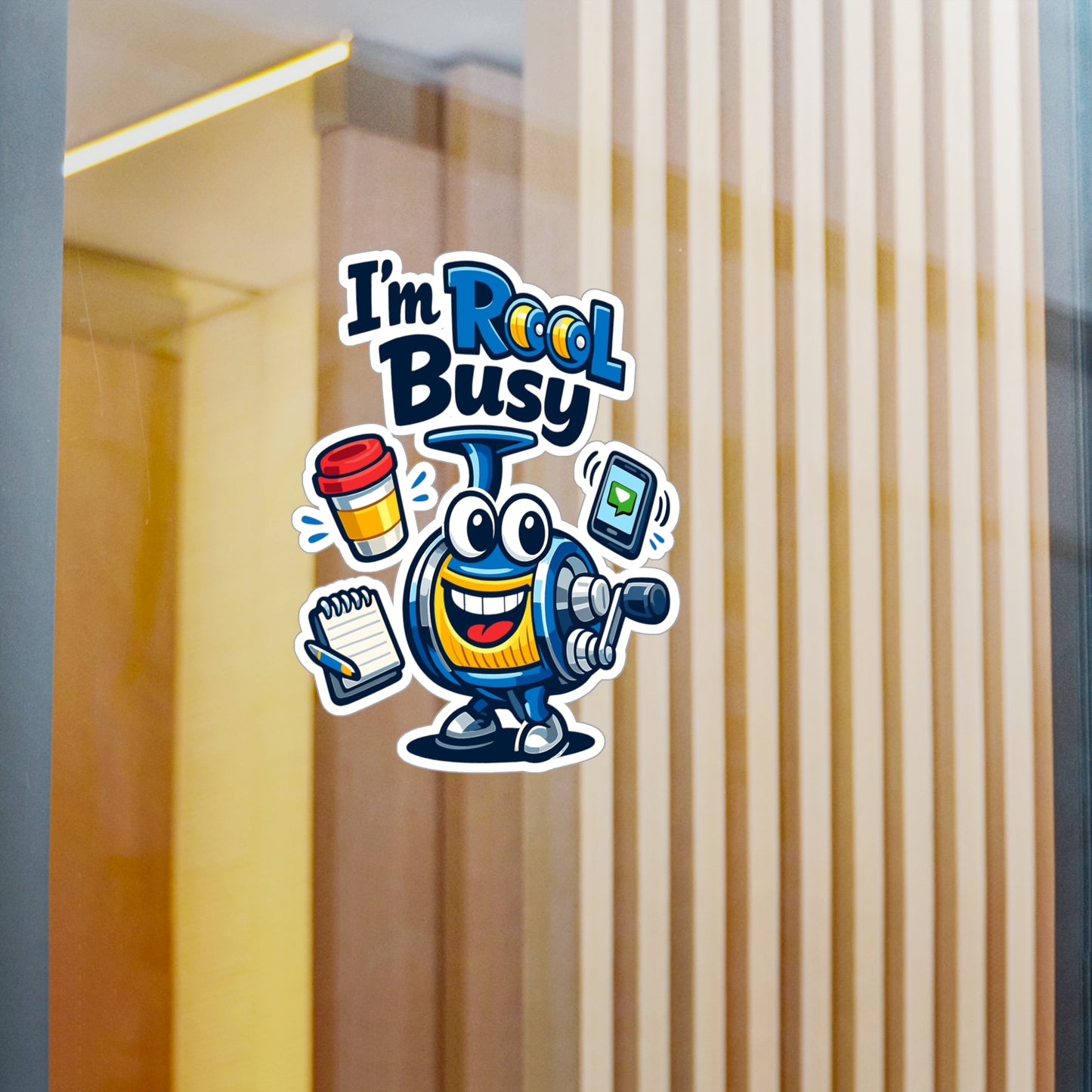 Fishing Sticker “I'm Reel Busy” Funny Angling Lake Boating decals, Waterproof Vinyl for Laptop Water Bottle