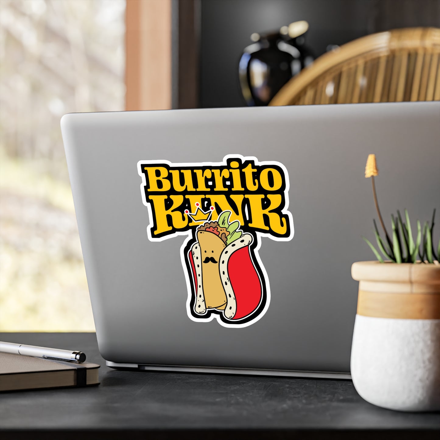 Burrito King - Burritos Sticker for Car Window Laptop Sticker. Water Bottle Sticker, Vinyl Mexican Decal, Food Sticker - Burritos Gift