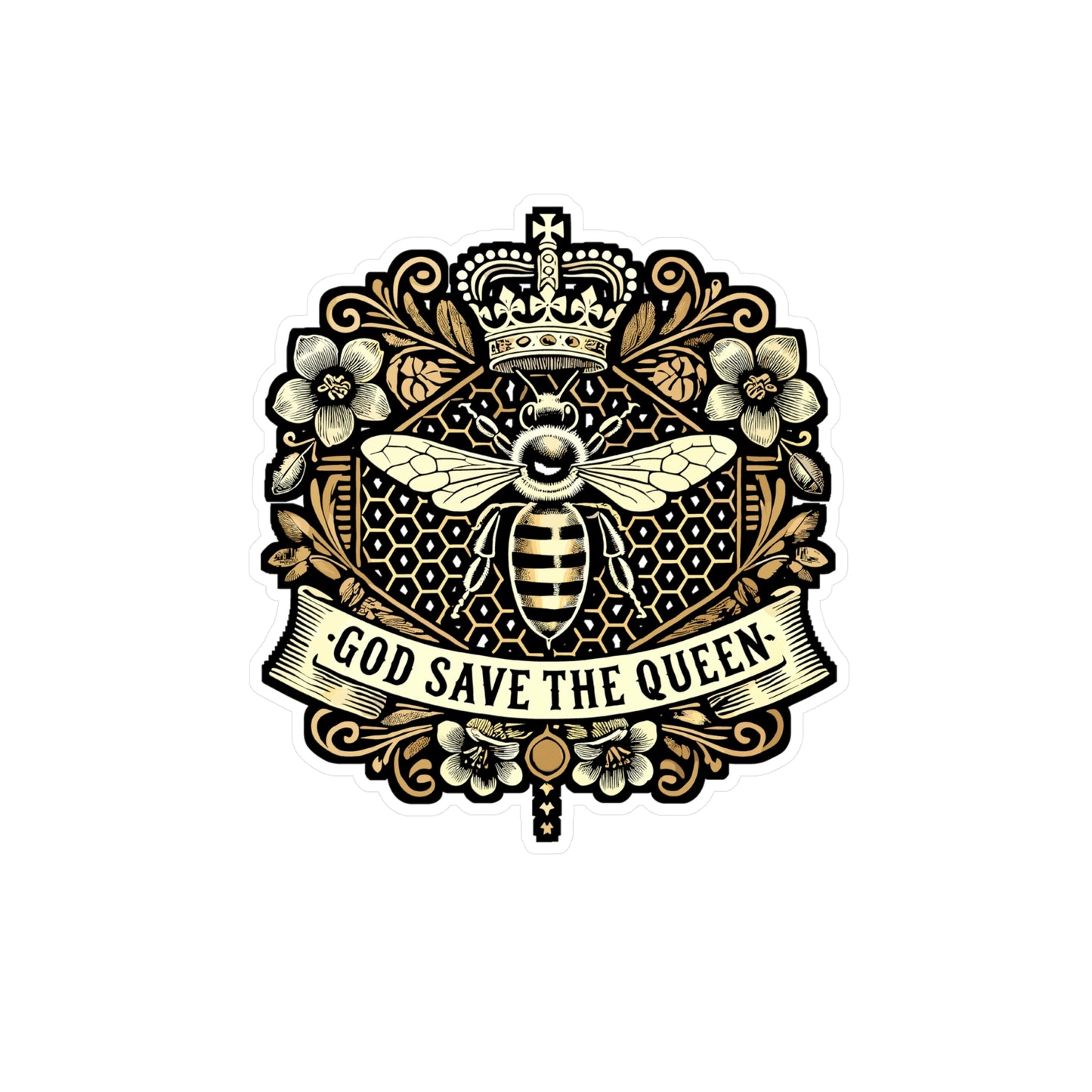 God Save The Queen - Beekpeer Sticker for Laptop Sticker. Water Bottle Sticker, Vinyl Beekeeping Decal - Beekpeer Gift