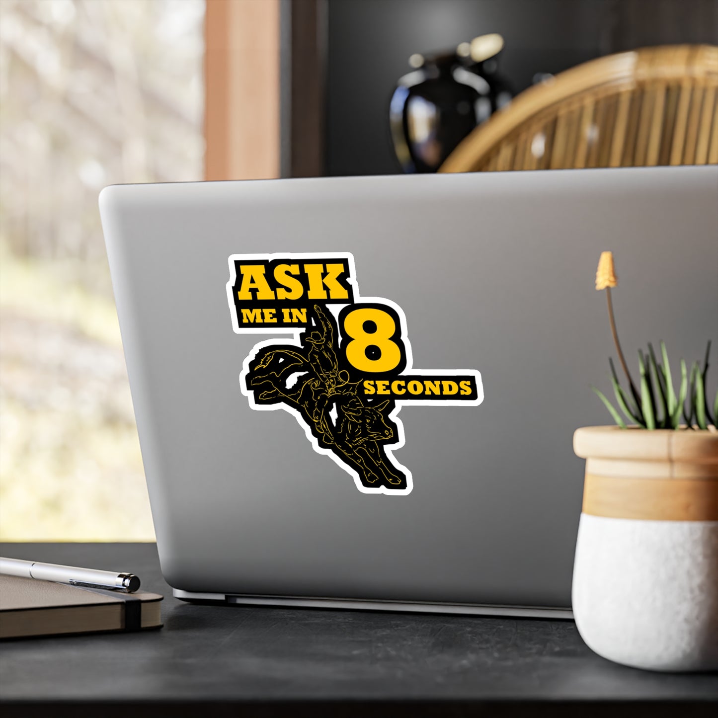 Bull Riding Cowboy - Bull-riding Sticker for Laptop Sticker. Water Bottle Sticker, Vinyl Horned Decal - Bull-riding Gift