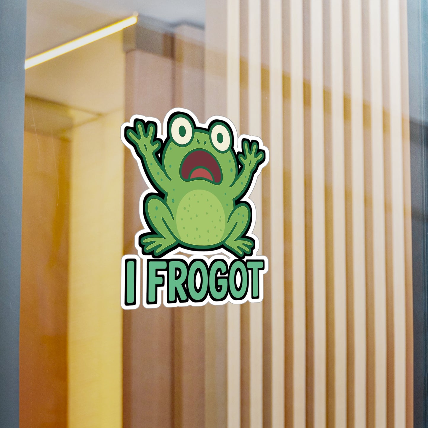 Frog Sticker – Cute "I Frogot" Meme Decal, Kawaii Cartoon Vinyl, Waterproof for Laptop, Water Bottle Decor
