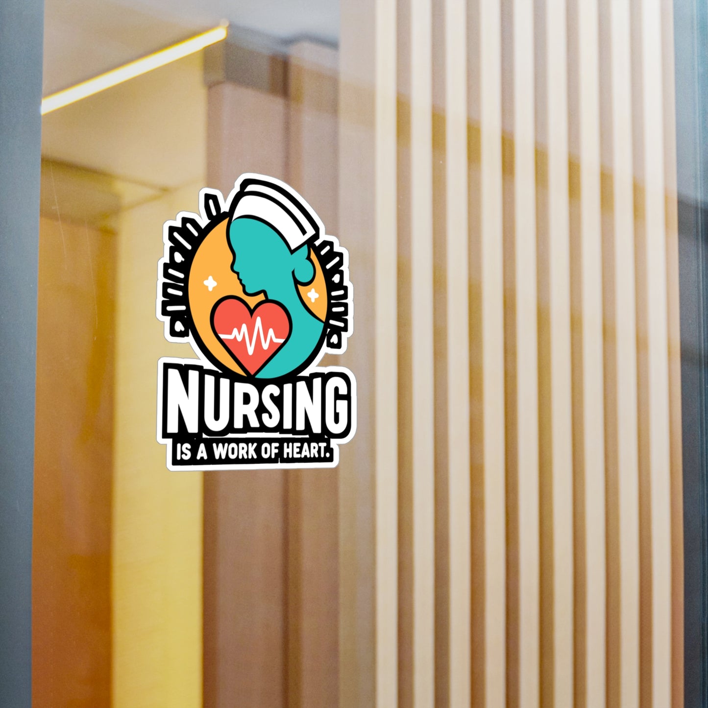 Nursing is a work of heart - Nurse Sticker for Car Laptop Sticker. Water Bottle Sticker, Vinyl Nursing-student Decal - Nurse Gift