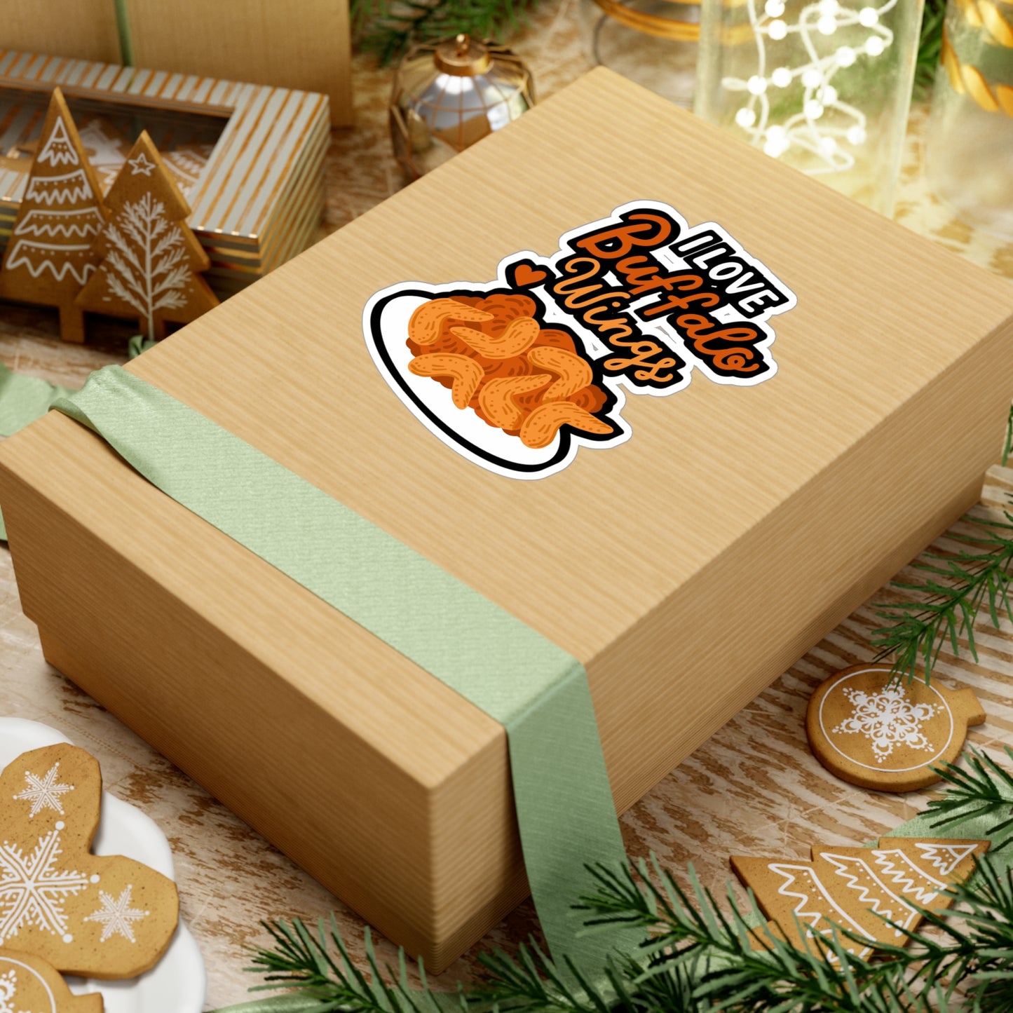 I Love Buffalo Wings - Chicken-wings Sticker for Laptop Sticker. Water Bottle Sticker, Vinyl Buffalo Decal - Chicken-wings Gift