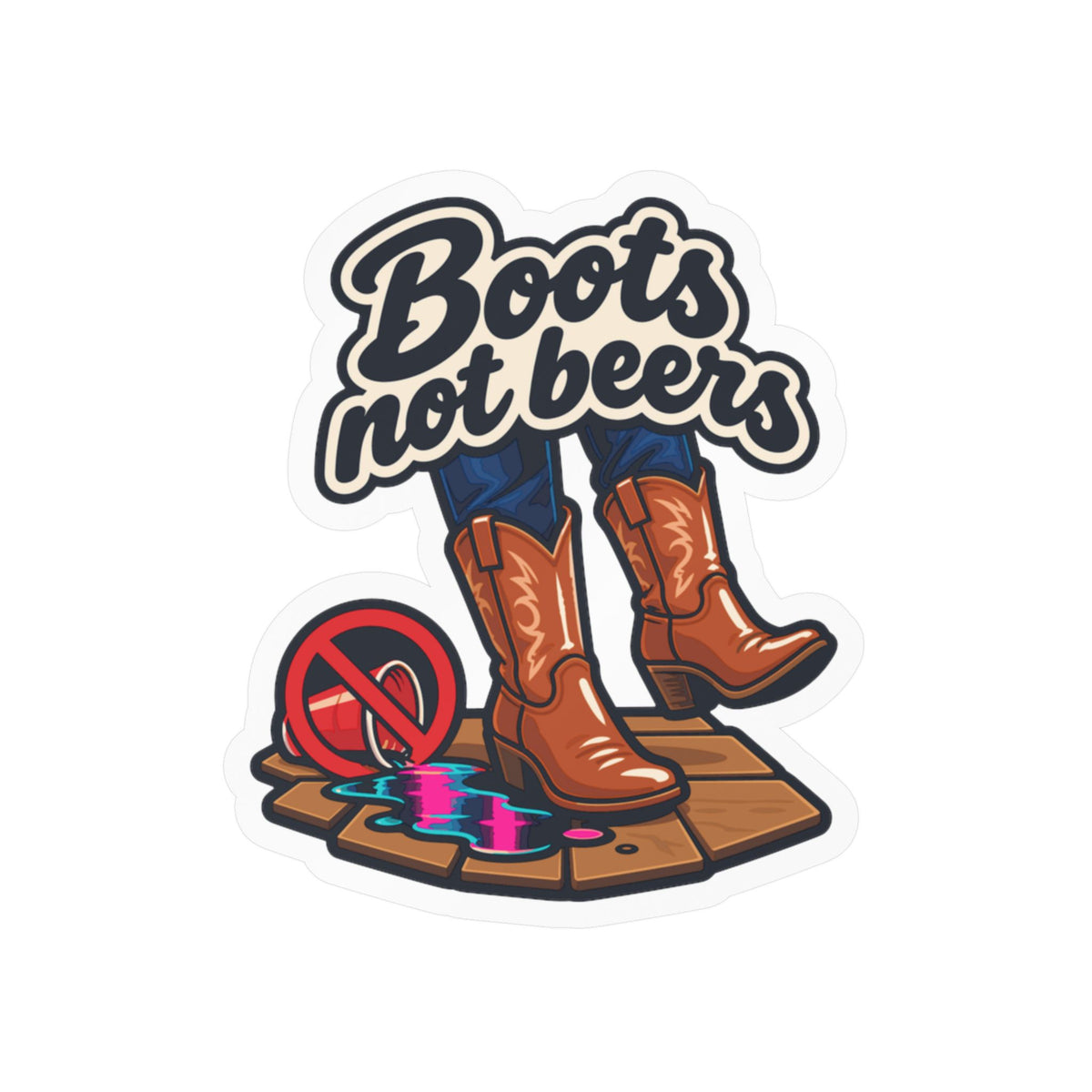 Line Dance Sticker – Boots Not Beers Design for the Country-Life Dancer, Western Decals for Laptop or Water Bottle
