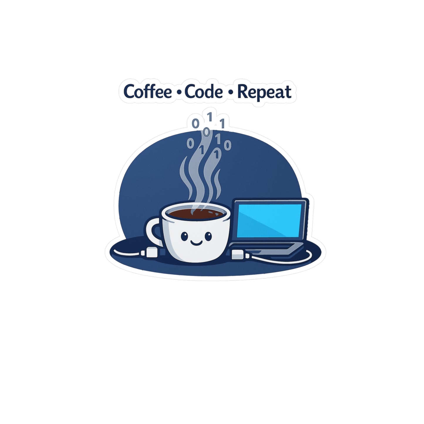 Coding Sticker Coffee Code Repeat – Programmer Source Code Semicolon Design, Waterproof Vinyl Sticker Decals for Laptop Water Bottle