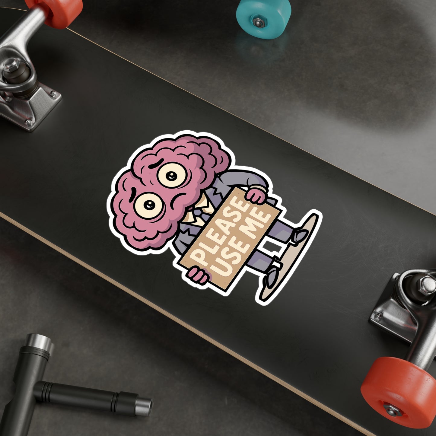 Brain Sticker – "Please Use Me" Creativity & Intelligence Decals, Waterproof Vinyl for Laptop, Water Bottle, Thinking Gift