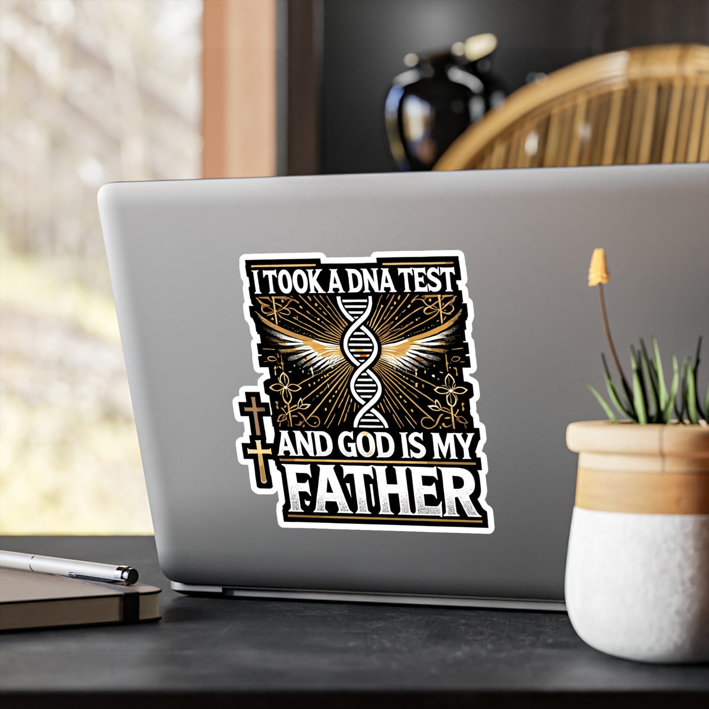 I Took A DNA Test And God Is My Father - DNA Sticker for Laptop Sticker. Water Bottle Sticker, Vinyl God Decal - DNA Gift