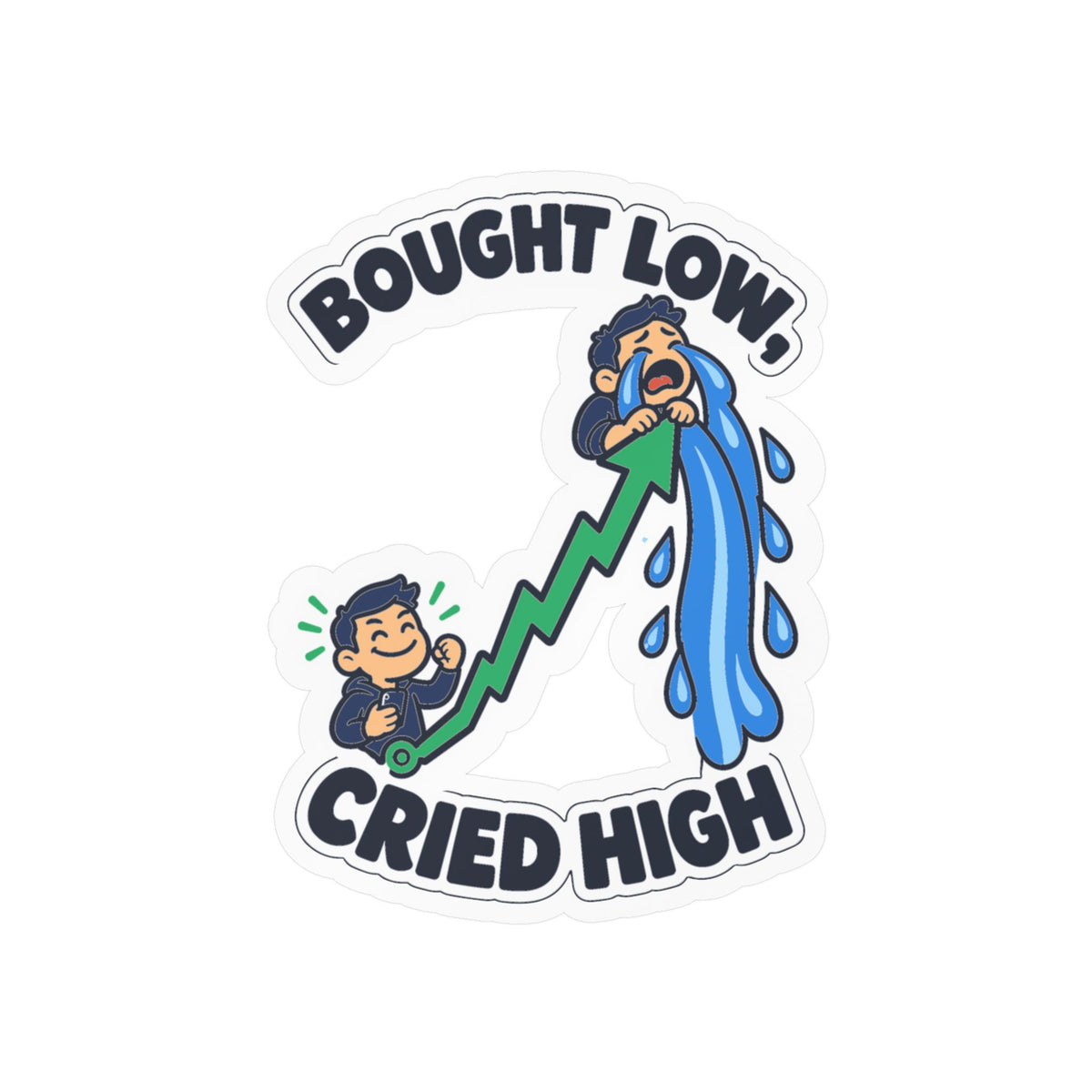 Day Trading Sticker – Bought Low, Cried High – Funny Decals for the Stock Market and Forex Trader, Laptop or Water Bottle