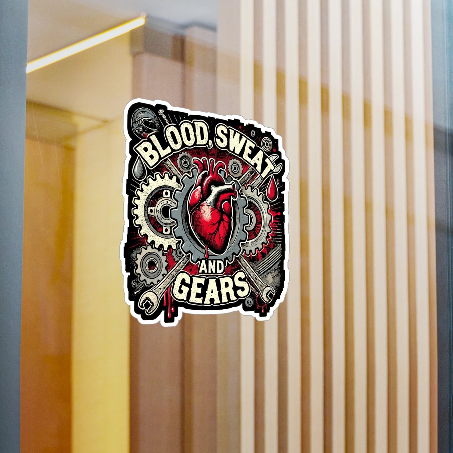 Blood Sweat and Gears - Hard work Sticker for Laptop Sticker. Water Bottle Sticker, Vinyl Mechanical Decal - Hard work Gift