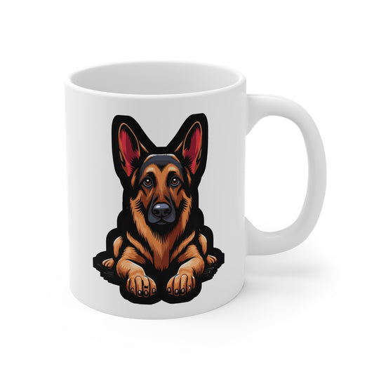 German Shepherd - German Mug for Coffee 11oz. German Cup, White ceramic, Shepherd Mug, Guard Tea Cup - German Gift