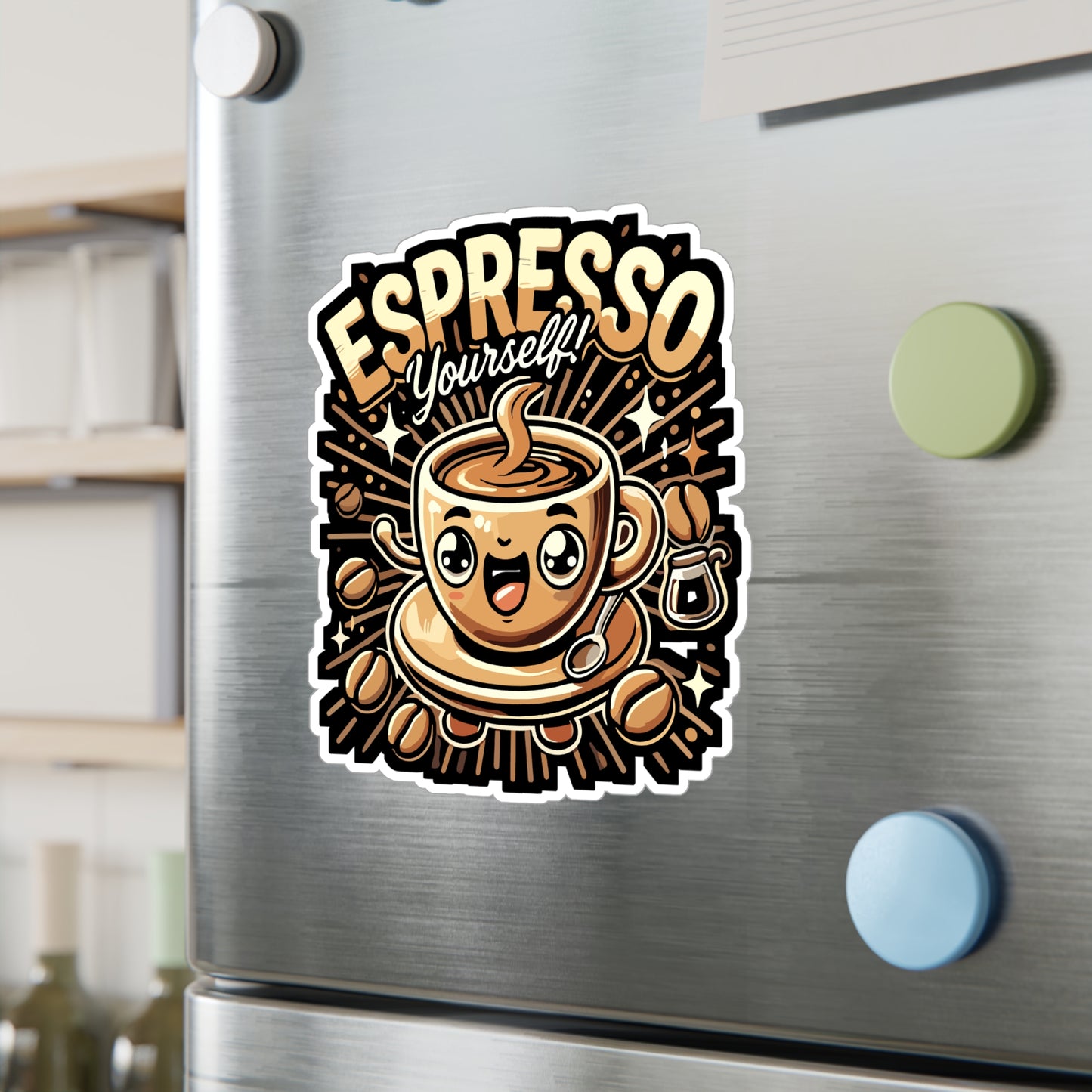 Espresso Yourself - Coffee Sticker for Laptop Sticker. Water Bottle Sticker, Vinyl Espresso Decal - Coffee Gift