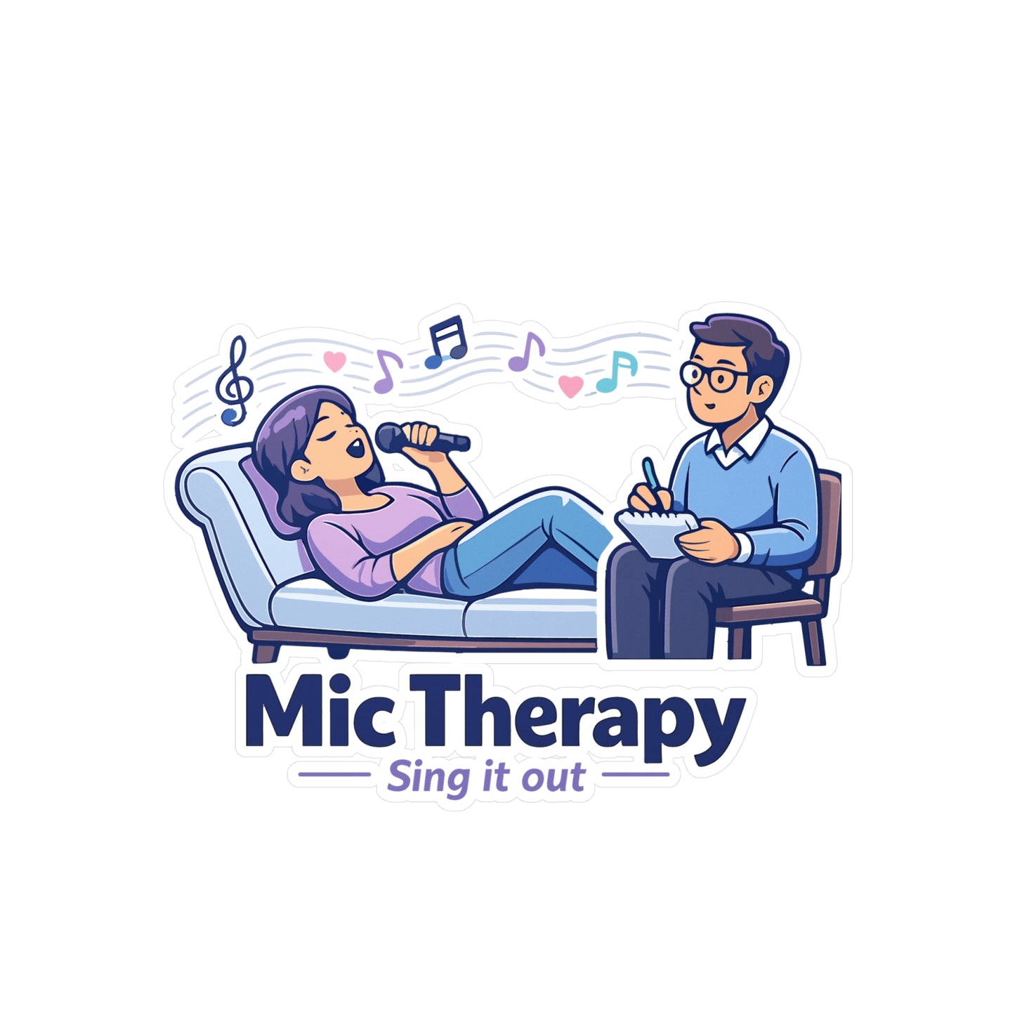 Karaoke Sticker Mic Therapy Music Humor Vinyl Waterproof Decals for Laptop Water Bottle Fun Beer Booze Party
