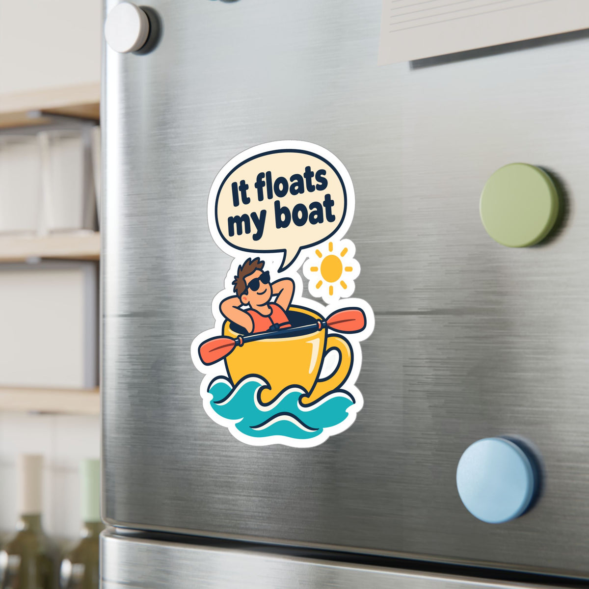 Kayak Sticker – It Floats My Boat Design for Kayaking and Rowing Fans, Kayaker Decals for Laptop or Water Bottle