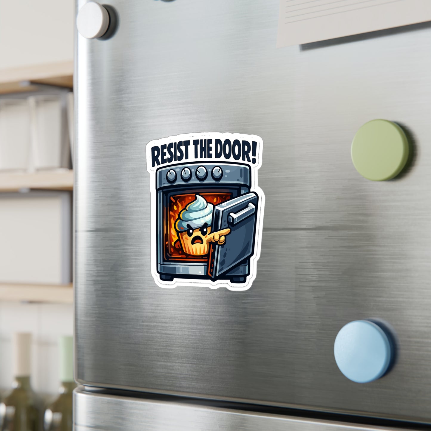 Baking Sticker “Resist the Door!” Funny Sourdough Baker Design, Waterproof Vinyl Decals for Laptop, Water Bottle, Kitchen Use