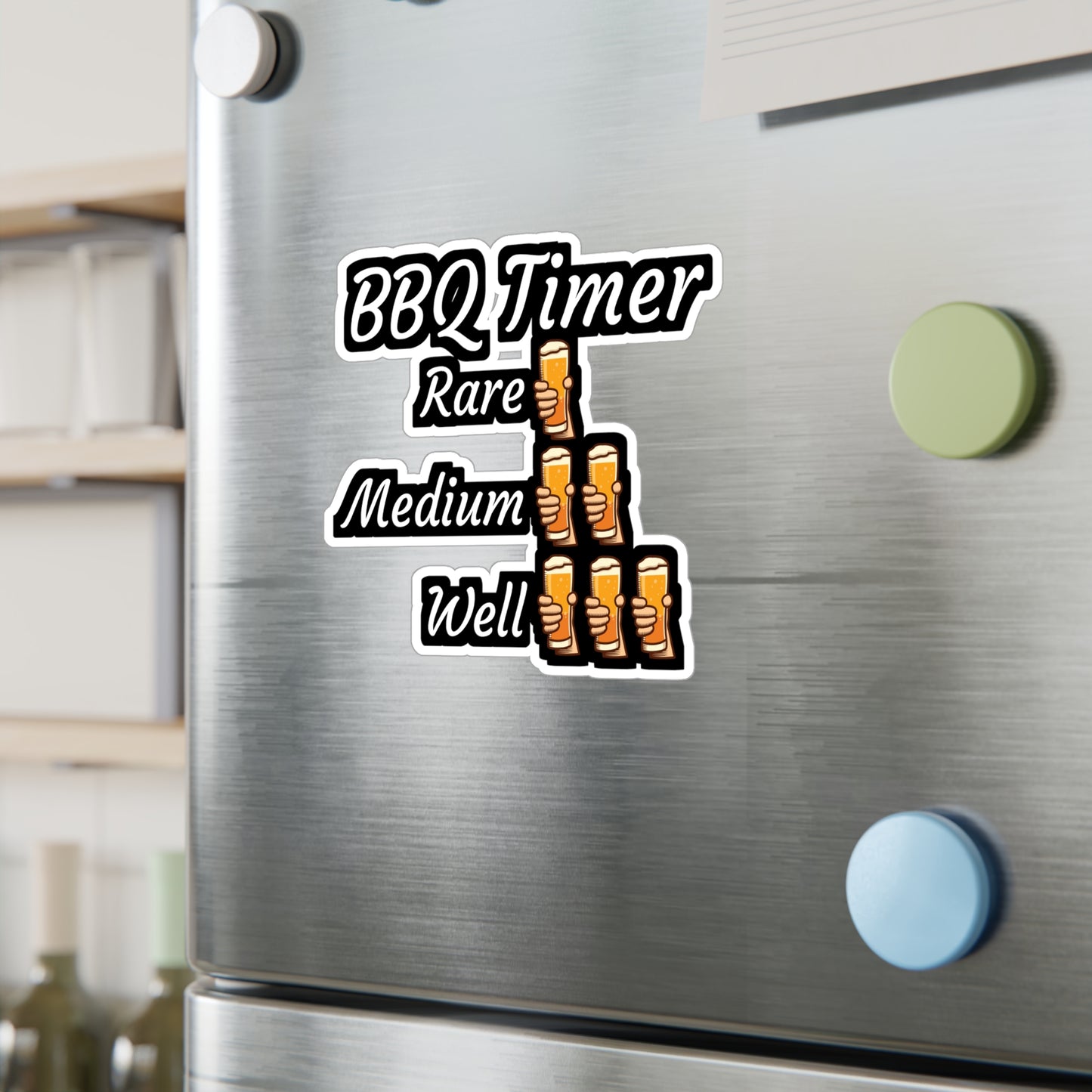 BBQ Timer - Meat Sticker for Wall, Laptop, Window, Truck, Car Meat Gift Vinyl Steak Decal Sticker