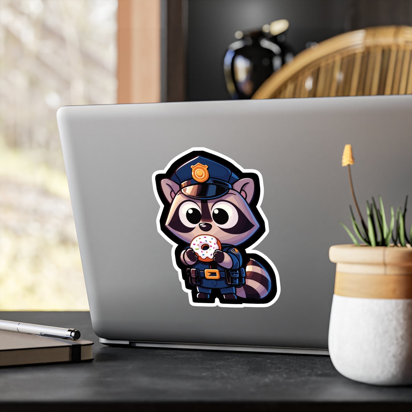 Police Raccoon - Police Sticker for Car Window Laptop Sticker. Water Bottle Sticker, Vinyl Donut Decal, Resist Sticker - Police Gift
