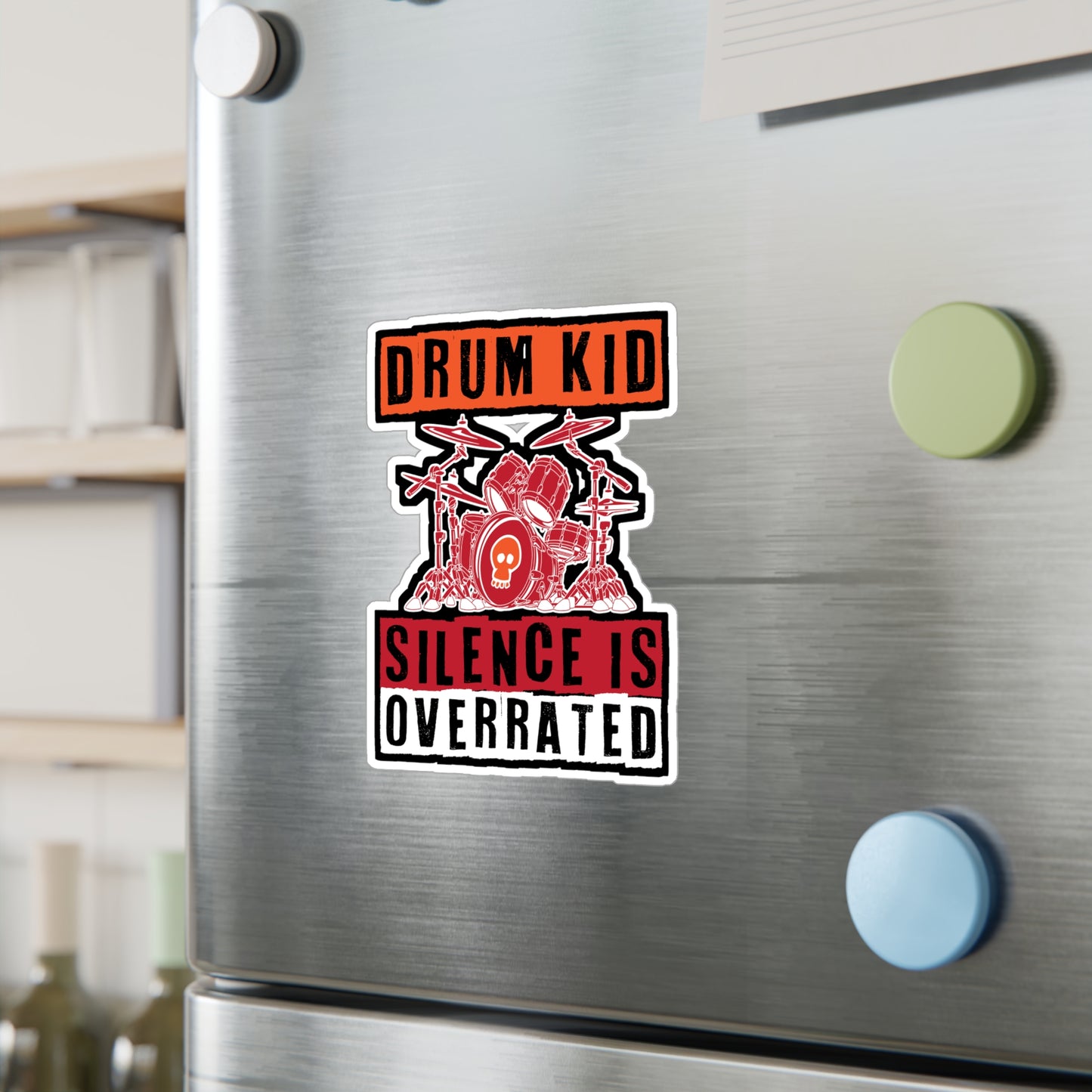 Drum Kid Silence is Overrated - Drums Sticker for Laptop Sticker. Water Bottle Sticker, Vinyl Drummer Decal - Drums Gift