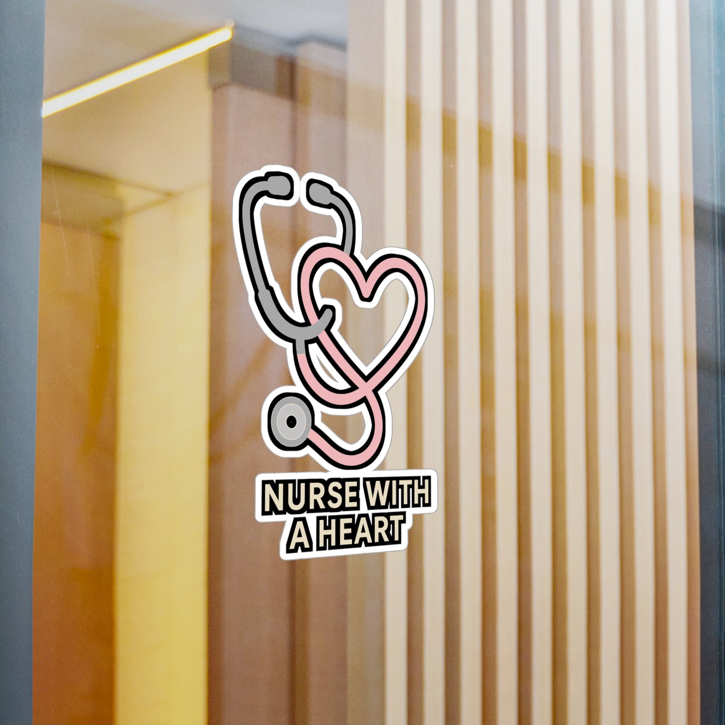 Nurse Sticker – Heart Shaped Stethoscope Design Decals for Laptop, Water Bottle, Cute Medicine & Healthcare Vinyl Accessory