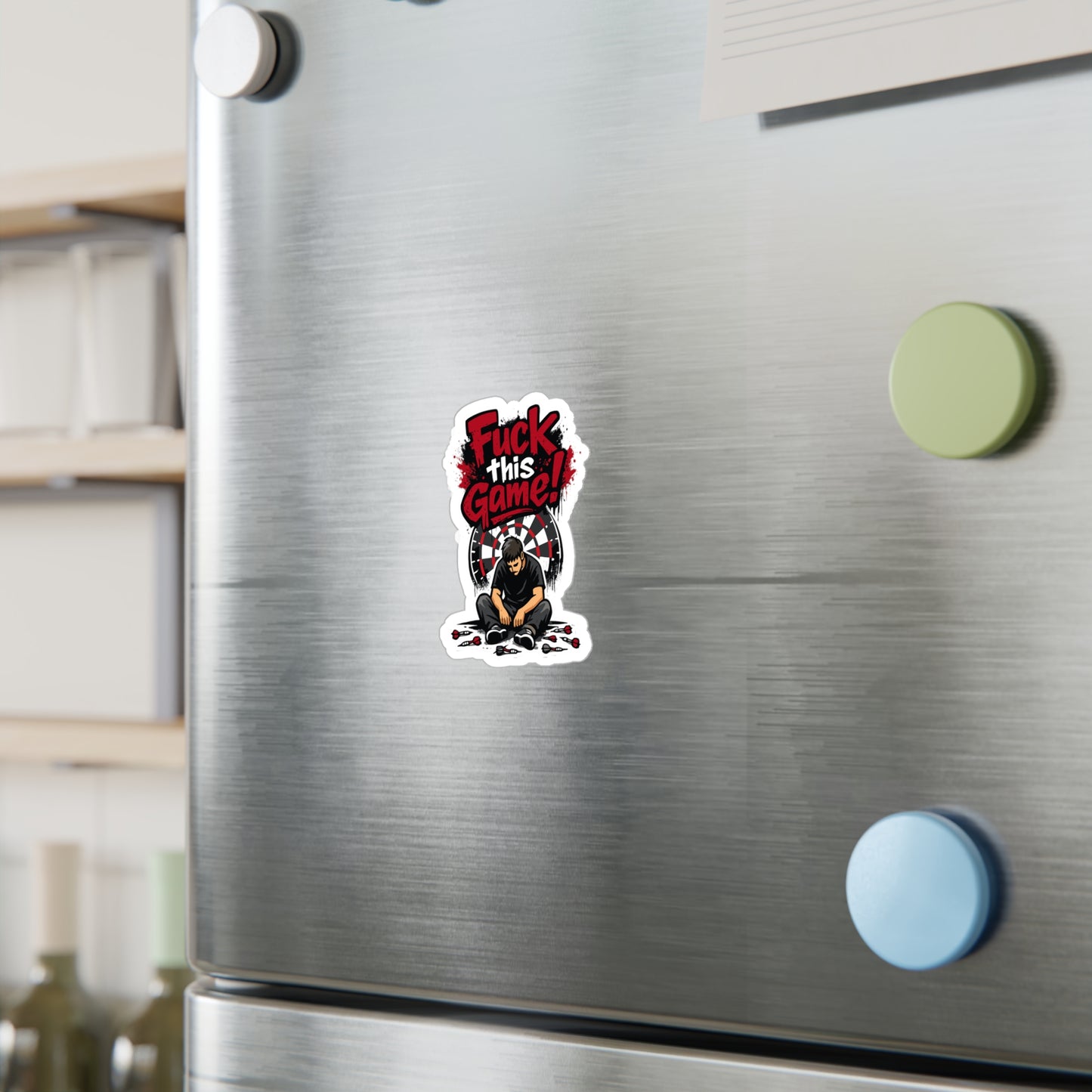 Dart Sticker "Fuck this game!" Funny Dartboard Drinking Team Vinyl Sticker Decals Waterproof for Laptop Water Bottle