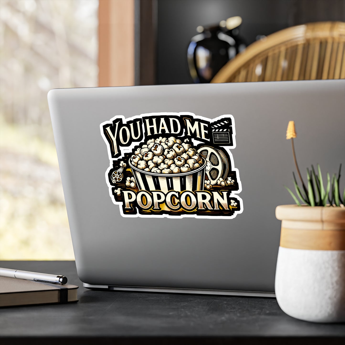 You Had Me At Popcorn - Popcorn Sticker for Laptop Sticker. Water Bottle Sticker, Vinyl Movie Decal - Popcorn Gift