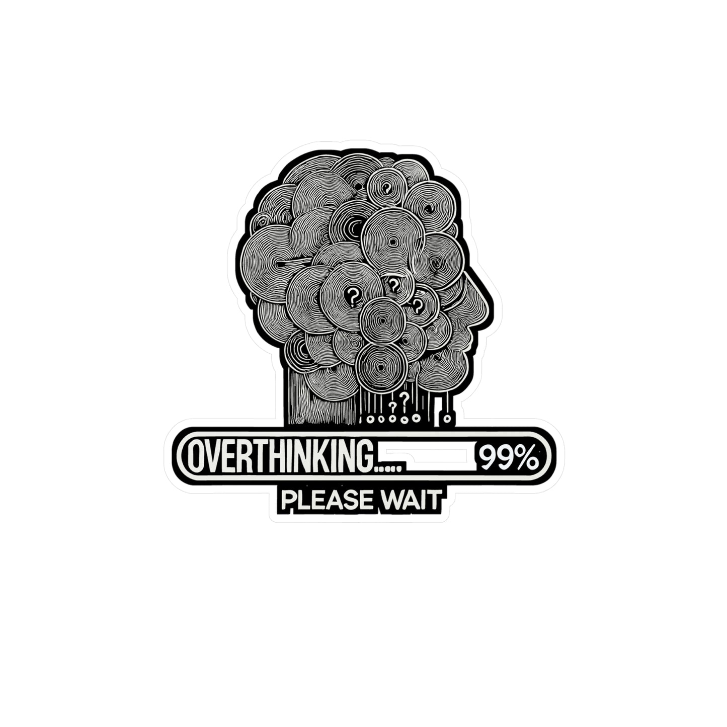 Overthinking Please Wait – Anxiety Sticker for Laptop or Water Bottle | Vinyl Mental Health Decal, Panic Gift Idea