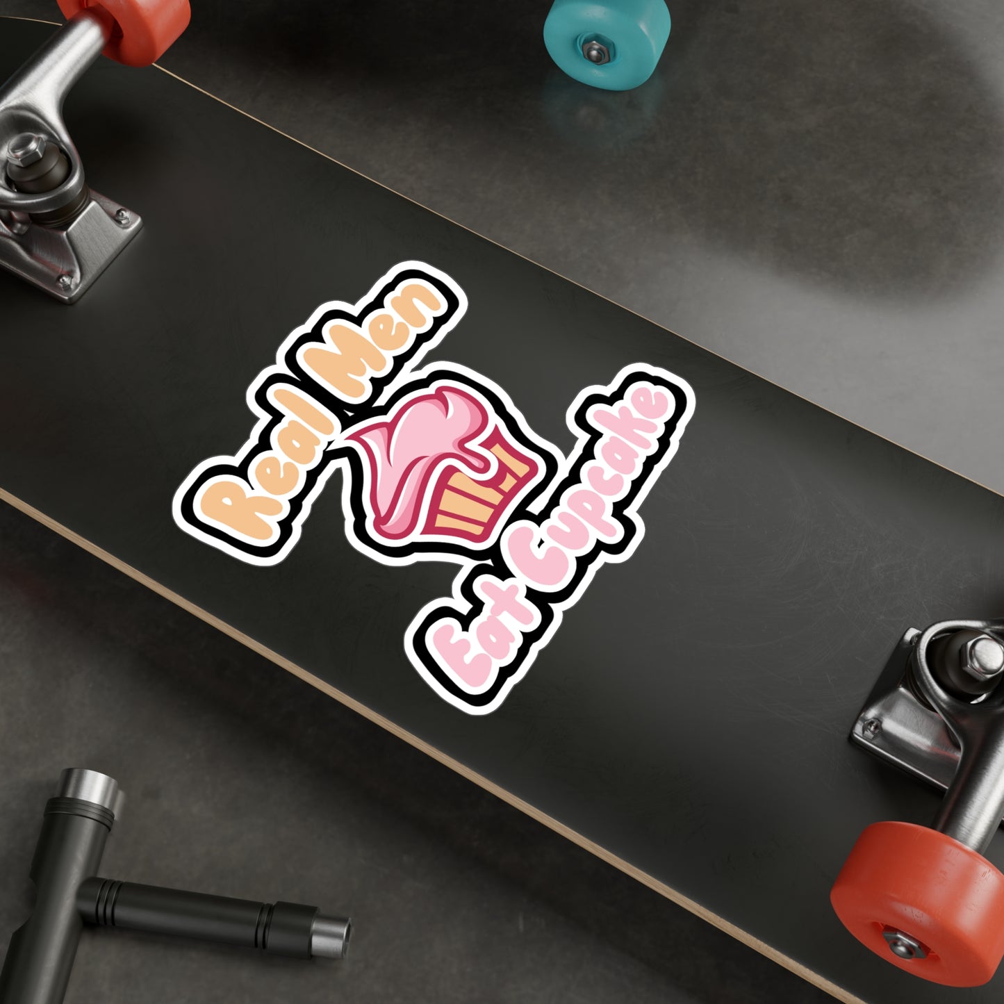 Real Men Eat Cupcake - Baker Sticker for Wall, Laptop, Window, Truck, Car Baker Gift Vinyl Baking Decal Sticker