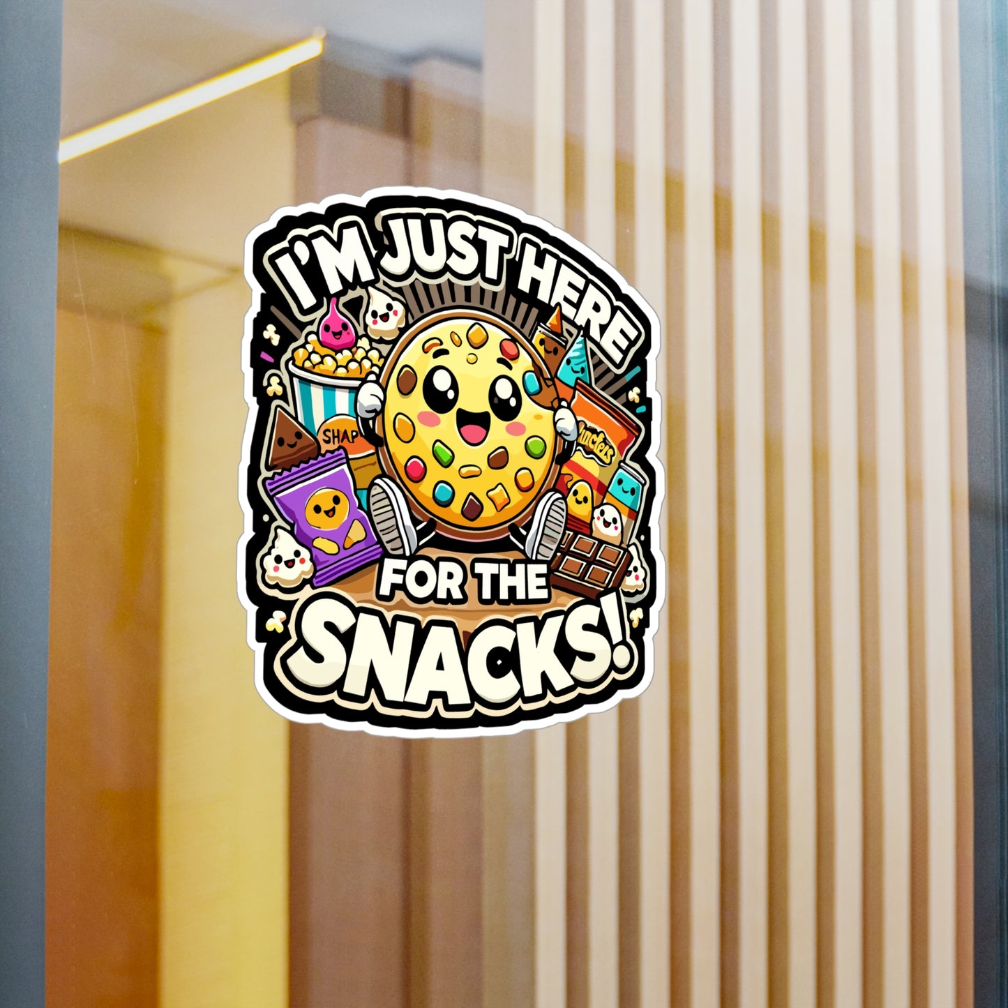 I'm Just Here for the Snacks - Snack lover Sticker for Laptop Sticker. Water Bottle Sticker, Vinyl Food humor Decal - Snack lover Gift