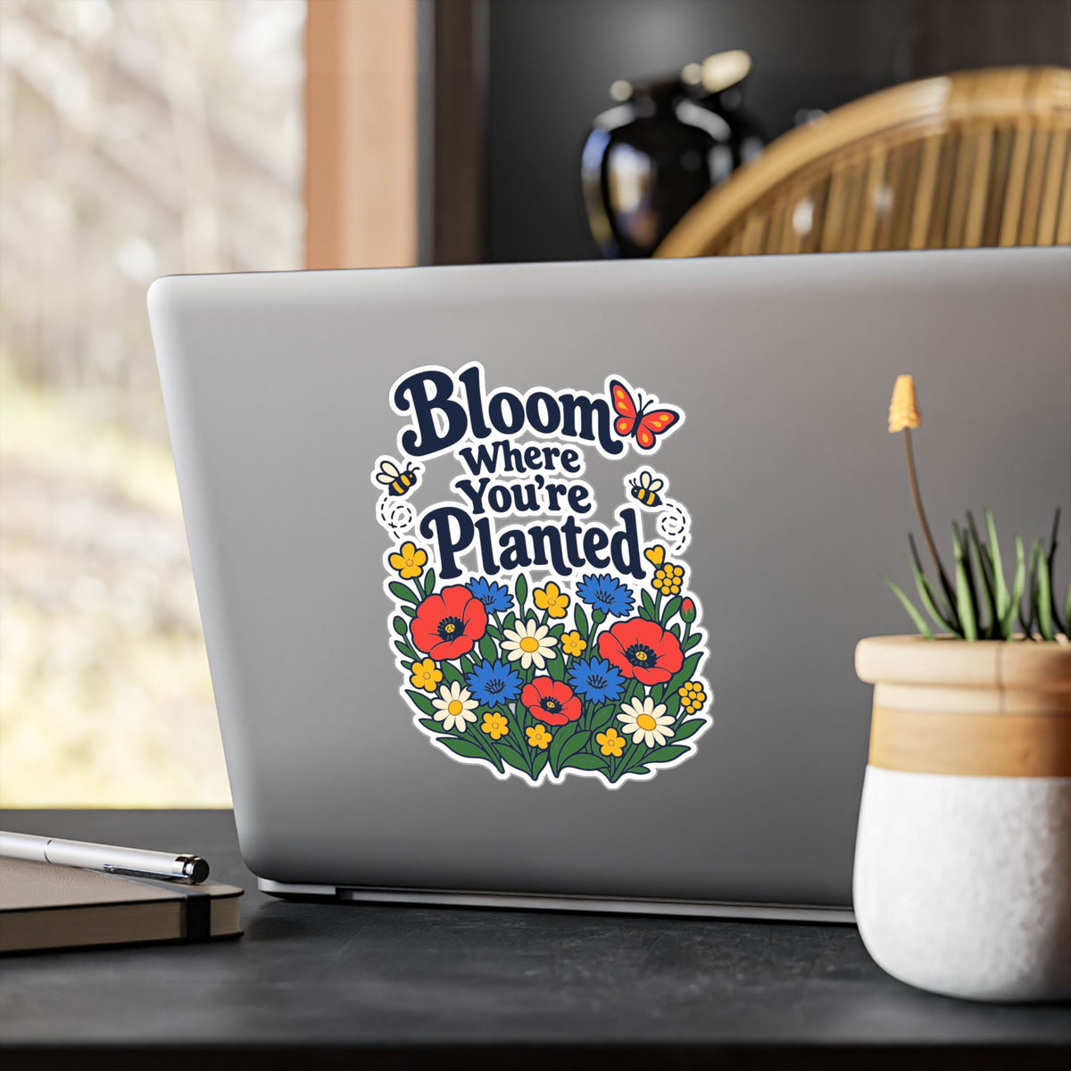 Plants Sticker - Bloom Where You’re Planted, Nature-Inspired Dandelion Decals for Laptop and Water Bottle, Friendship Design