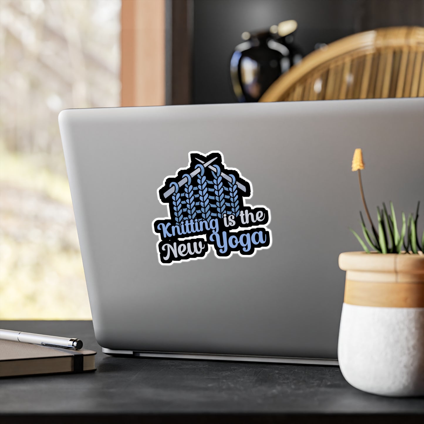 Knitting is the new Yoga - Crocheting Sticker for Wall, Laptop, Window, Truck, Car Crocheting Gift Vinyl Crocheter Decal Sticker