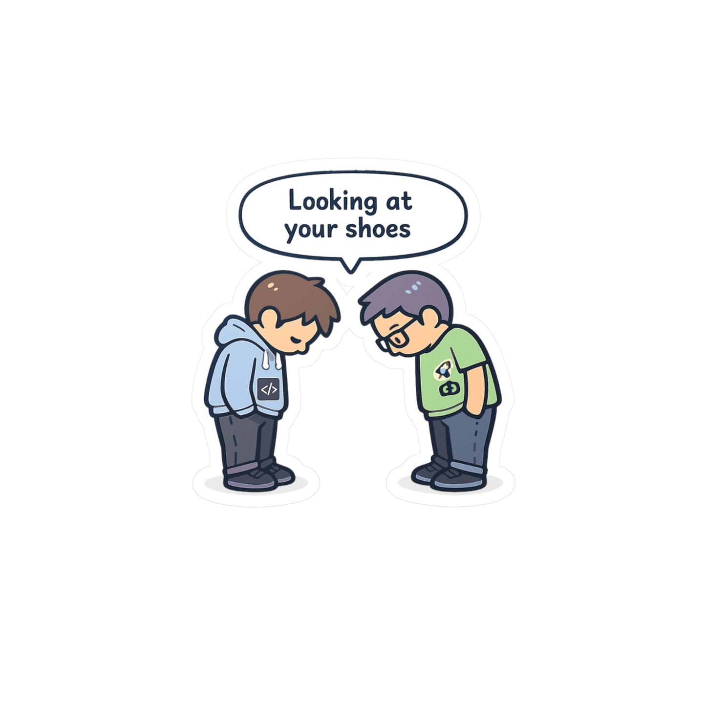 Coding Sticker Looking at your shoes Funny Programmer Decals, Waterproof Vinyl for Laptop Water Bottle Source Code Semicolon Humor