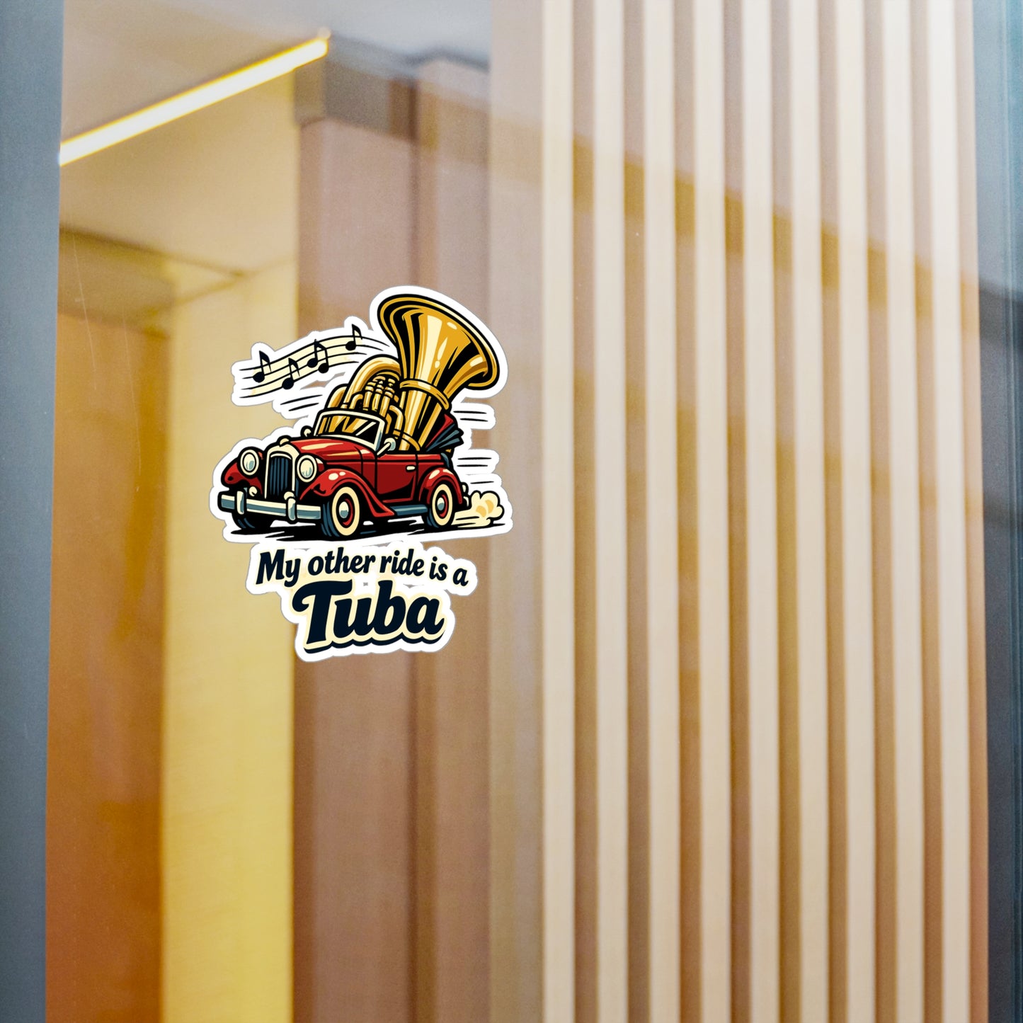 Marching Band Sticker My other ride is a Tuba – Waterproof Vinyl decals for Laptop or Water Bottle, drummer band director mellophone