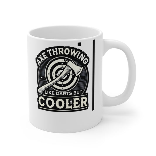 Axe Throwing Like Darts But Cooler - Axe-throwing Mug for Coffee 11oz. Axe-throwing Cup, White ceramic, Knife Mug - Axe-throwing Gift