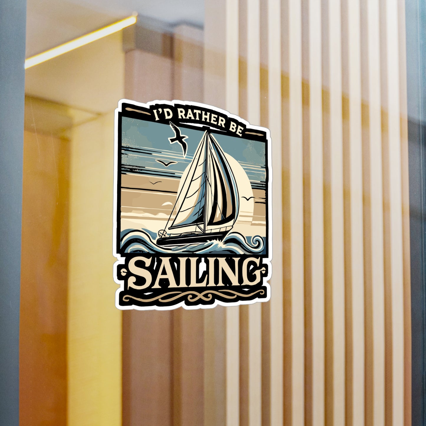 I'd Rather Be Sailing - Sailing Sticker for Laptop Sticker. Water Bottle Sticker, Vinyl Boating Decal - Sailing Gift