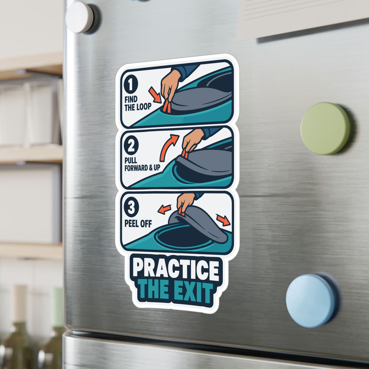 Kayak Sticker - Practice the Exit, Kayaking and Rowing Decals for a Kayaker's Laptop or Water Bottle