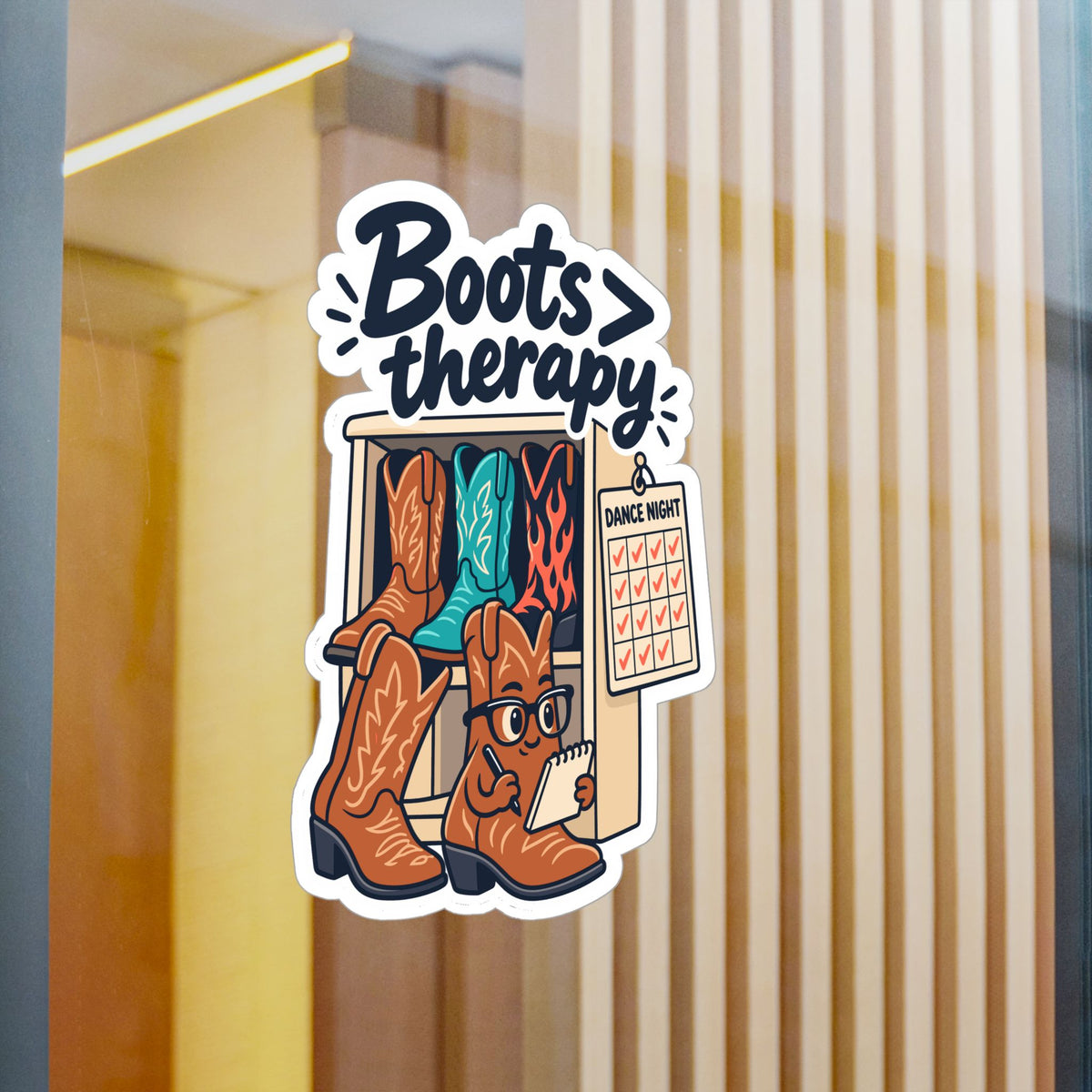 Line Dance Sticker - Boots Over Therapy for the Country-Life Dancer, Western Decals for Laptop and Water Bottle