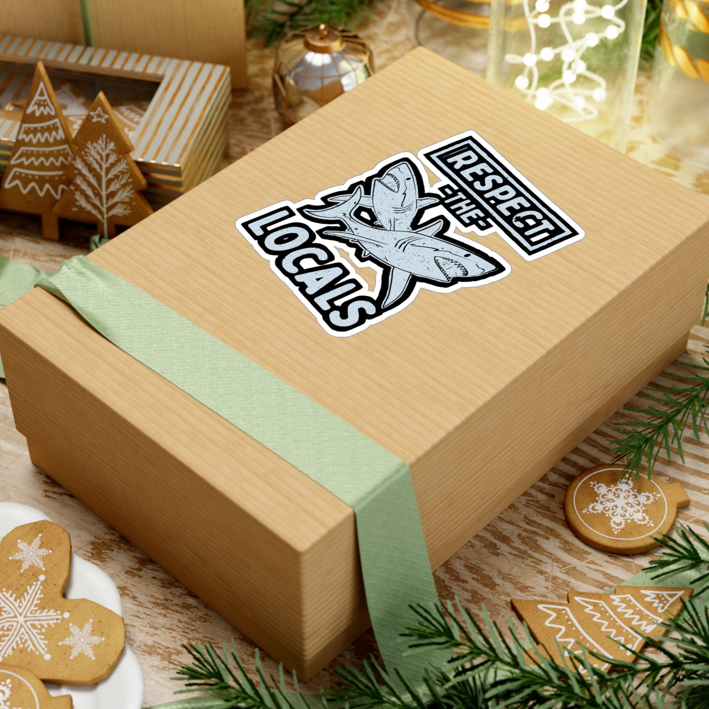 Respect The Locals - Scuba-diving Sticker for Laptop Sticker. Water Bottle Sticker, Vinyl Shark Decal - Scuba-diving Gift