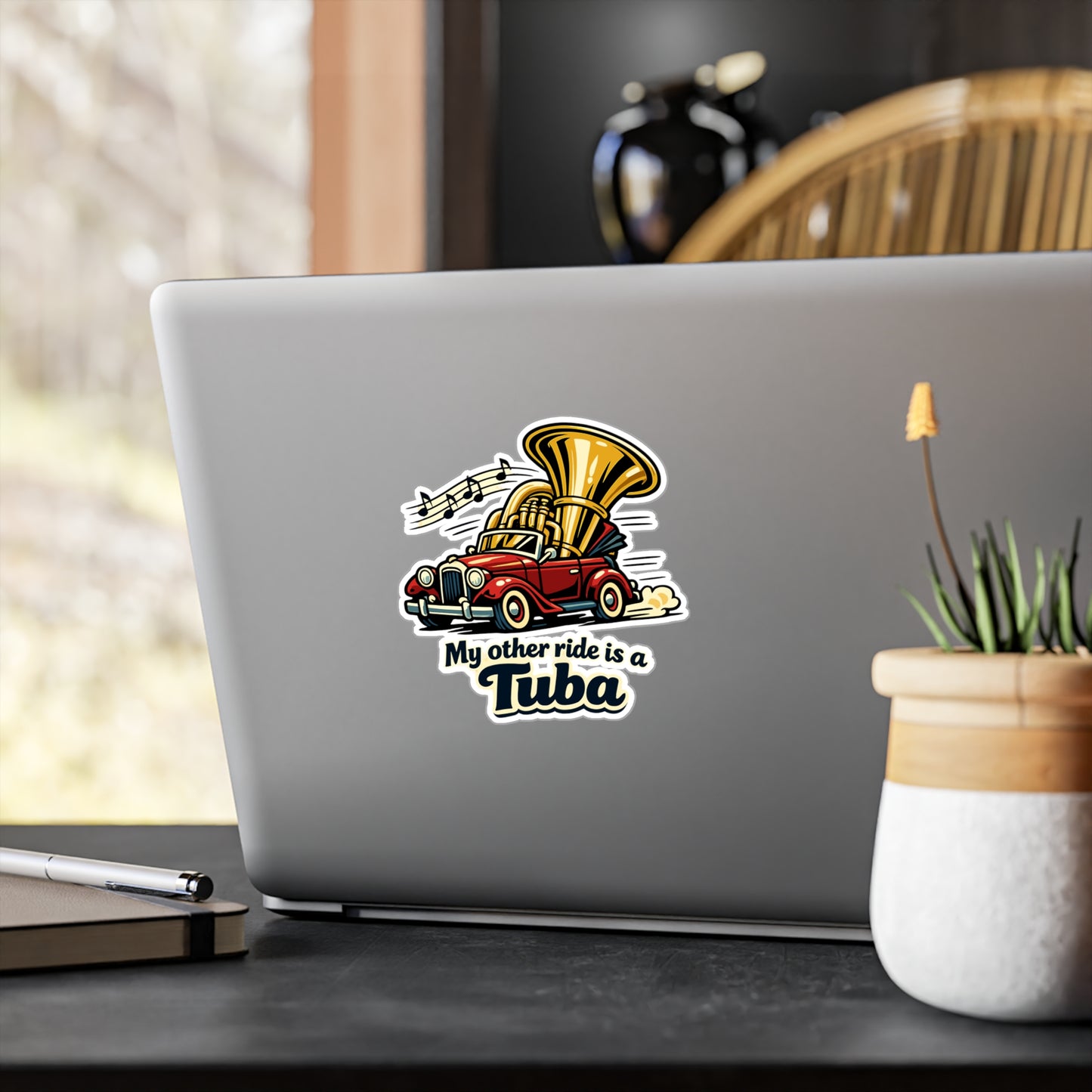 Marching Band Sticker My other ride is a Tuba – Waterproof Vinyl decals for Laptop or Water Bottle, drummer band director mellophone