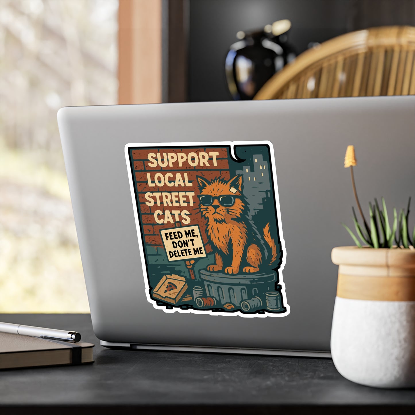 Support Local Street Cats - Street Cat Sticker for Laptop, Water Bottle, Cat Lovers Gift Idea, Cute Animal Decal