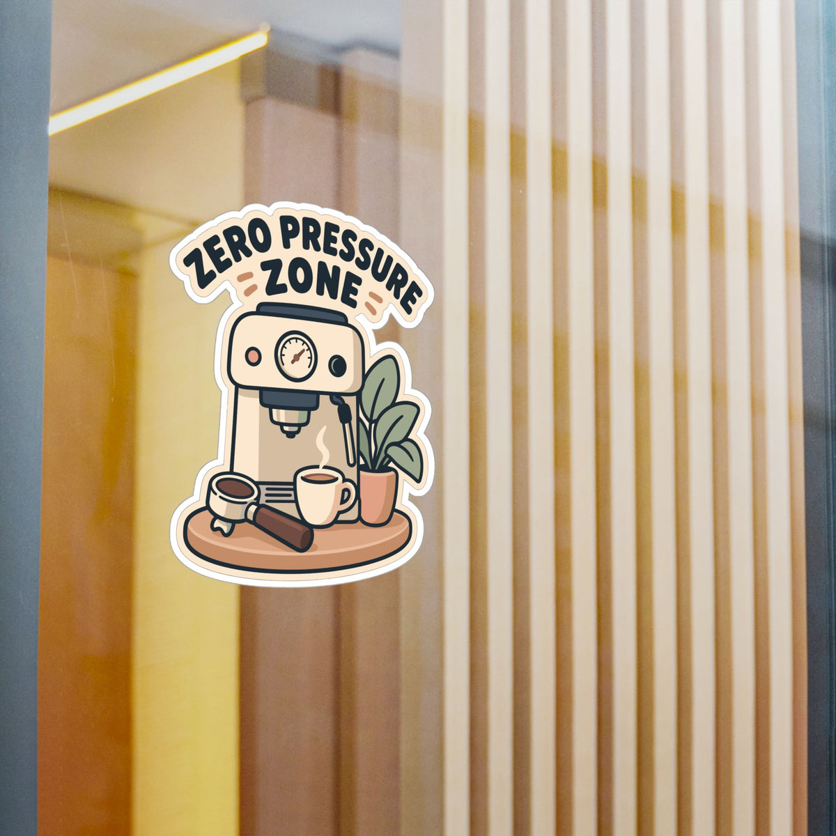 Espresso Sticker - Zero Pressure Zone Design, Coffee-Themed Decals for Grinder and Digital Scale